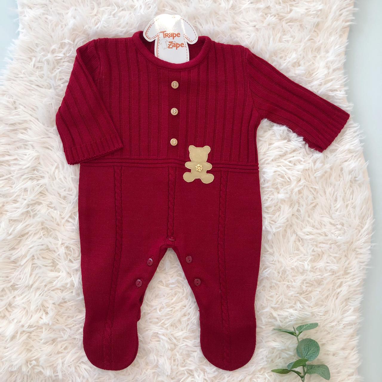  Macacão linha Joaquim- vermelho ursinho couro